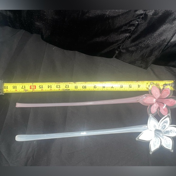 Two Glass Hand-blown Flowers - Picture 2 of 5